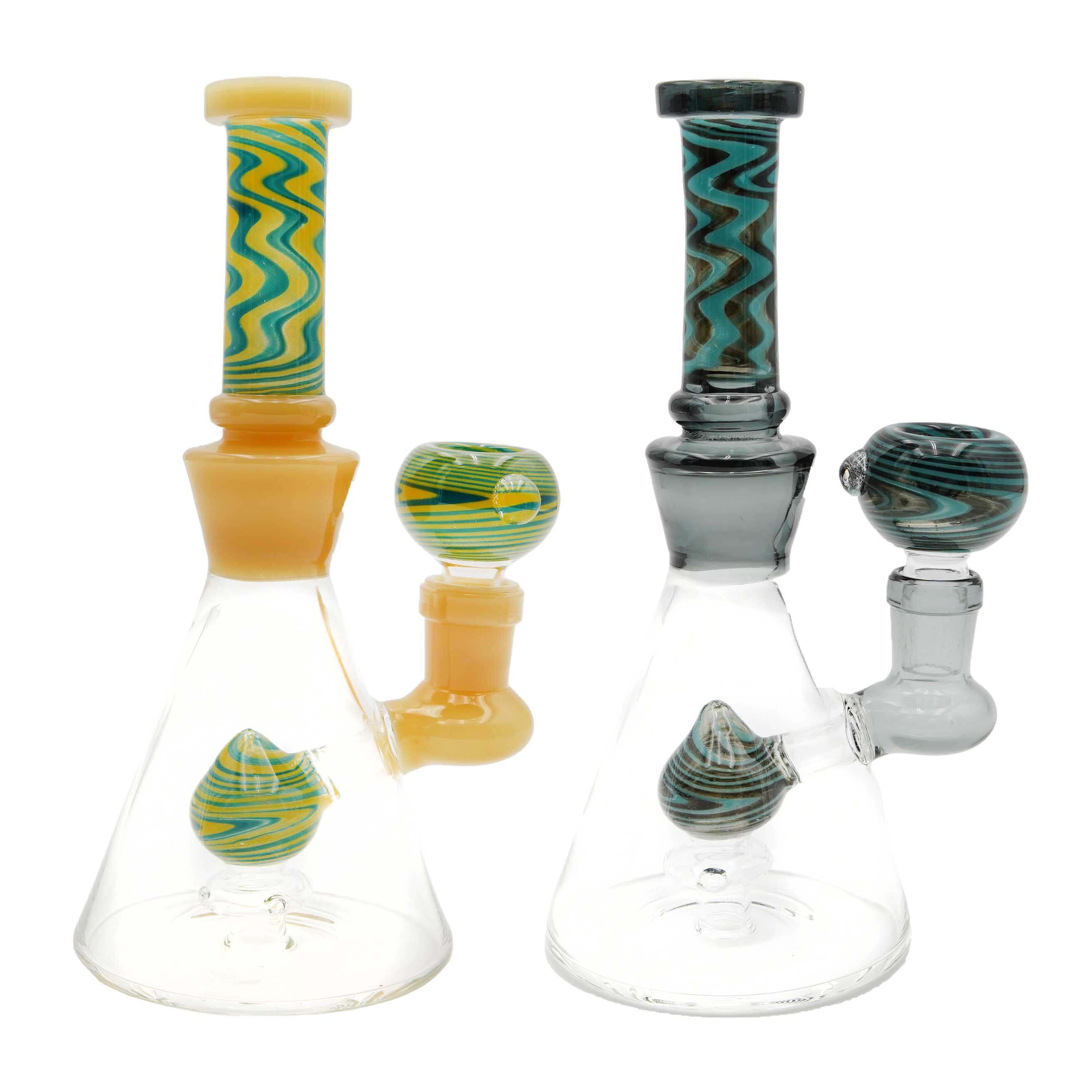 Reverse Artwork Wigwag Design Beaker Waterpipe (SB-3728) | 7 inch | Assorted Colors product image